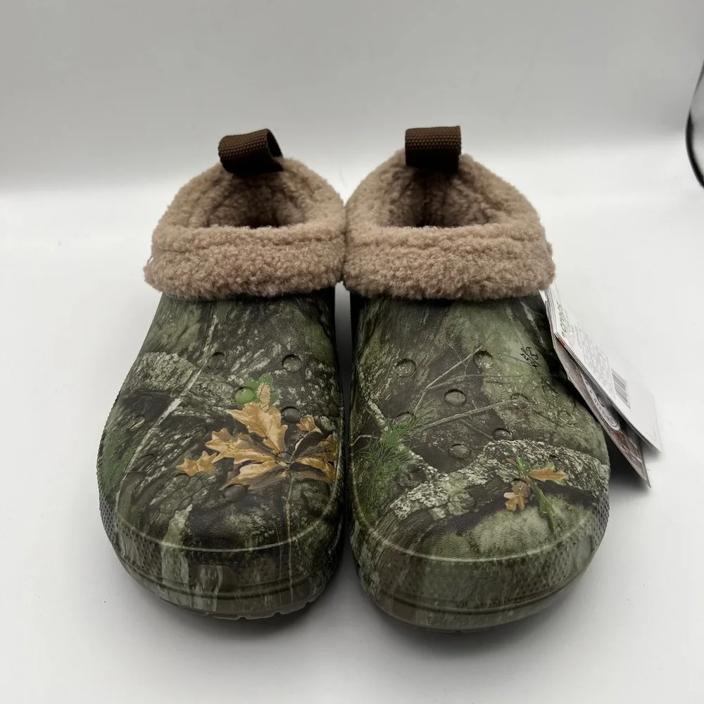 Crocs Realtree APX Classic Lined Shorty Mens 9 Green Camo Fleece Clogs‎